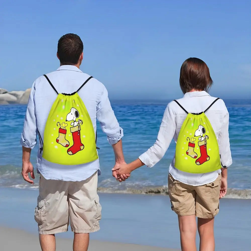 Snoopy Backpack Drawstring Sack Christmas Polyester
