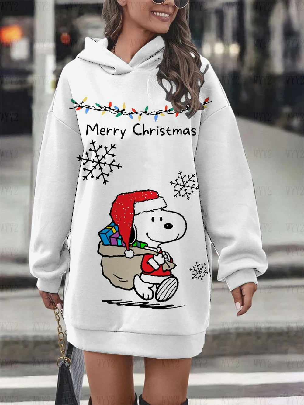 Womens Christmas Print Snoopy Hoodie