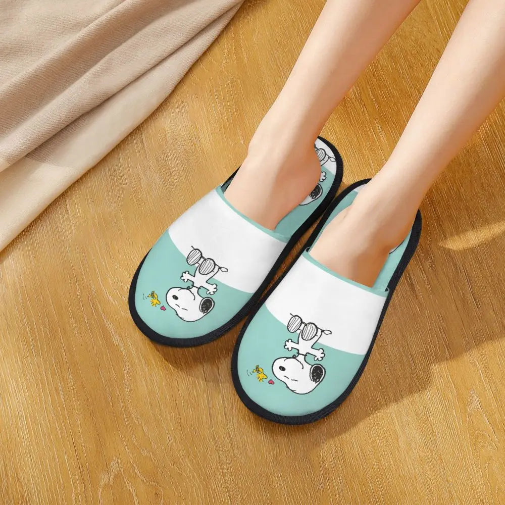 Custom Print Slippers Cartoon Memory Foam Cozy Snoopy Shoes