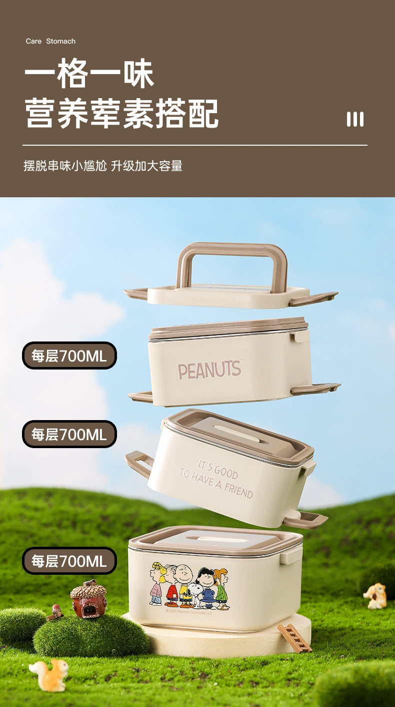 Stainless Steel Bento Box 2 Tier 500ml Snoopy Luch Box