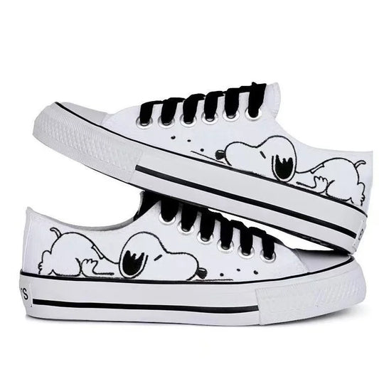 White and Black Casual Snoopy Shoes