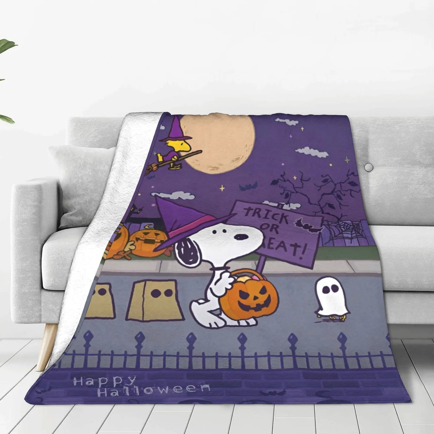 Halloween Pumpkin Cartoon Throw Blanket 50x60 Snoopy Blanket