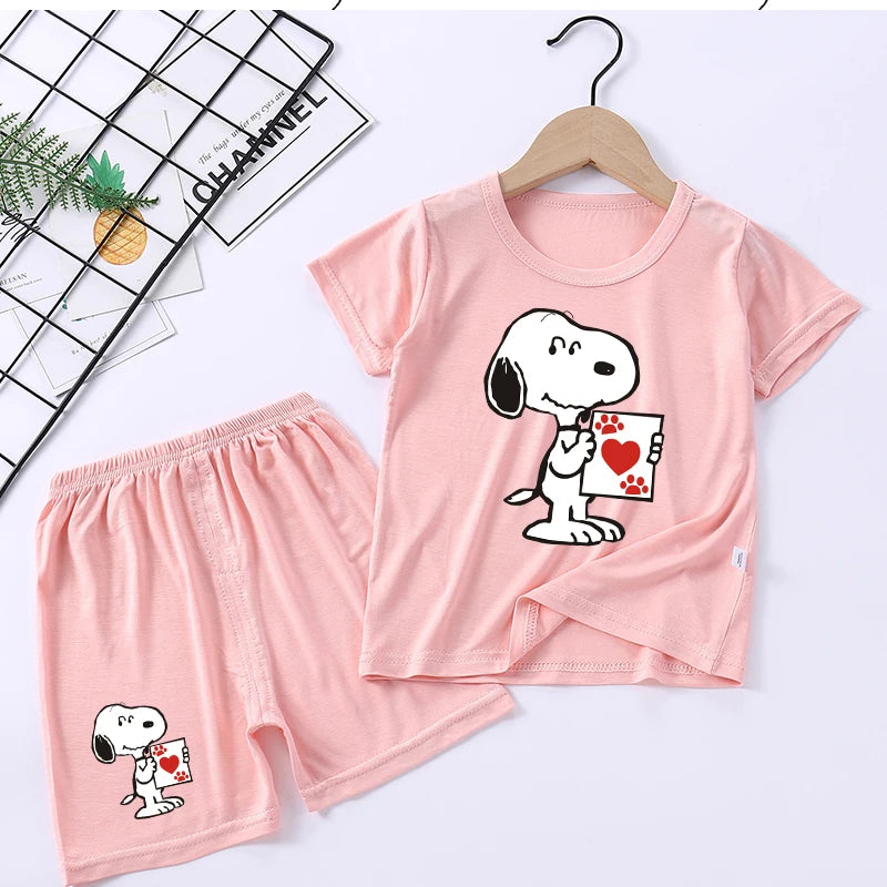 Kids Modal Pajama Set 2PC Tops Shorts Snoopy Pyjama