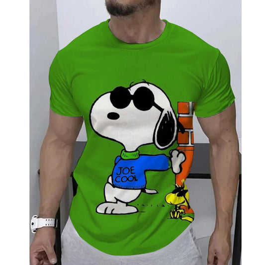 Joe Cool Print Breathable Round Neck Snoopy Shirt