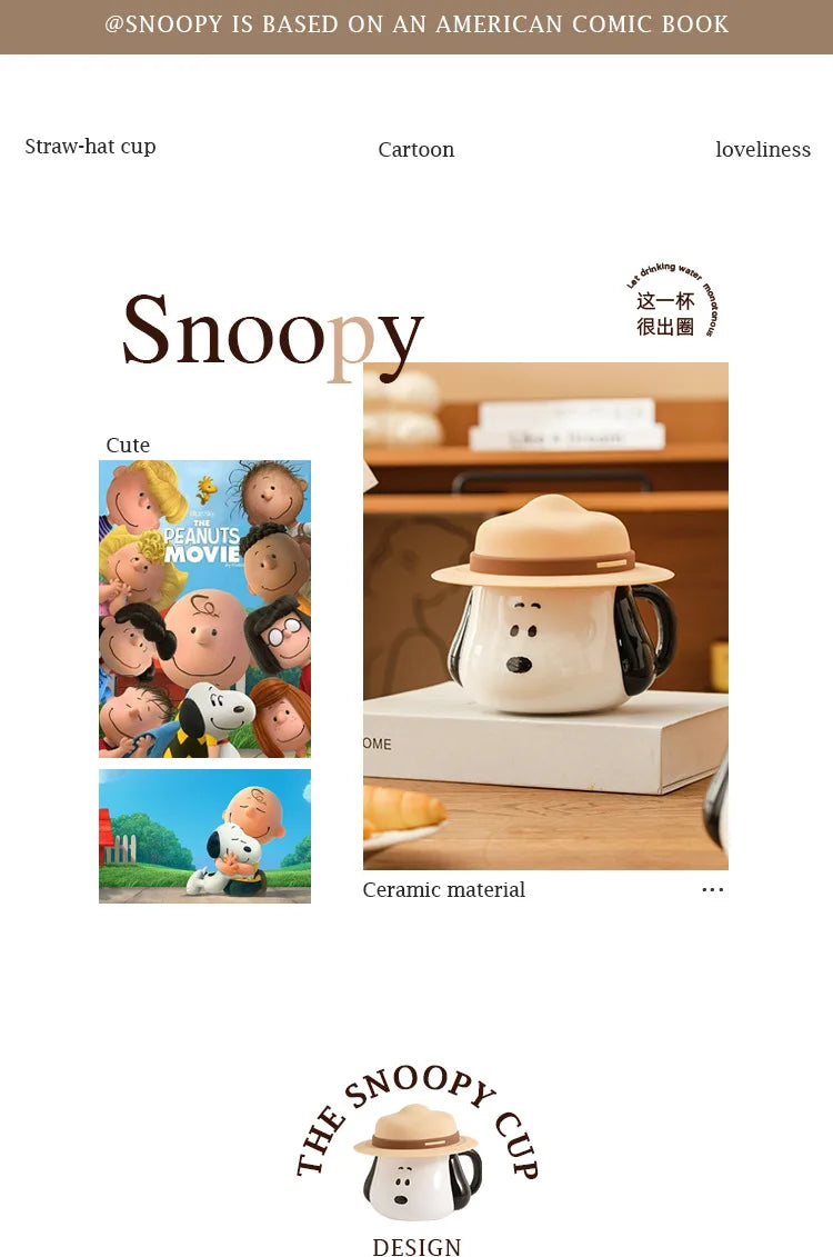 500ml Straw Hat Ceramic Mug Snoopy Cup