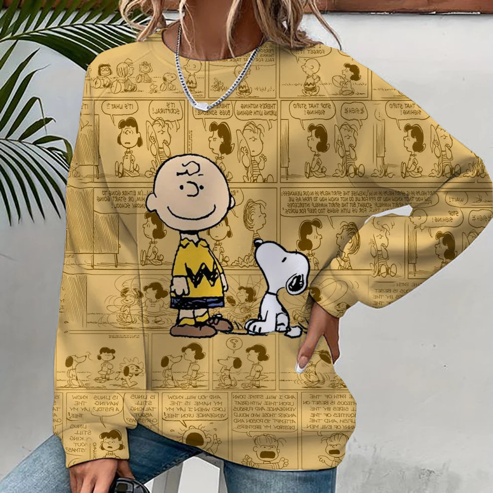 Cartoon Print Sweatshirt Crewneck Snoopy Hoodie