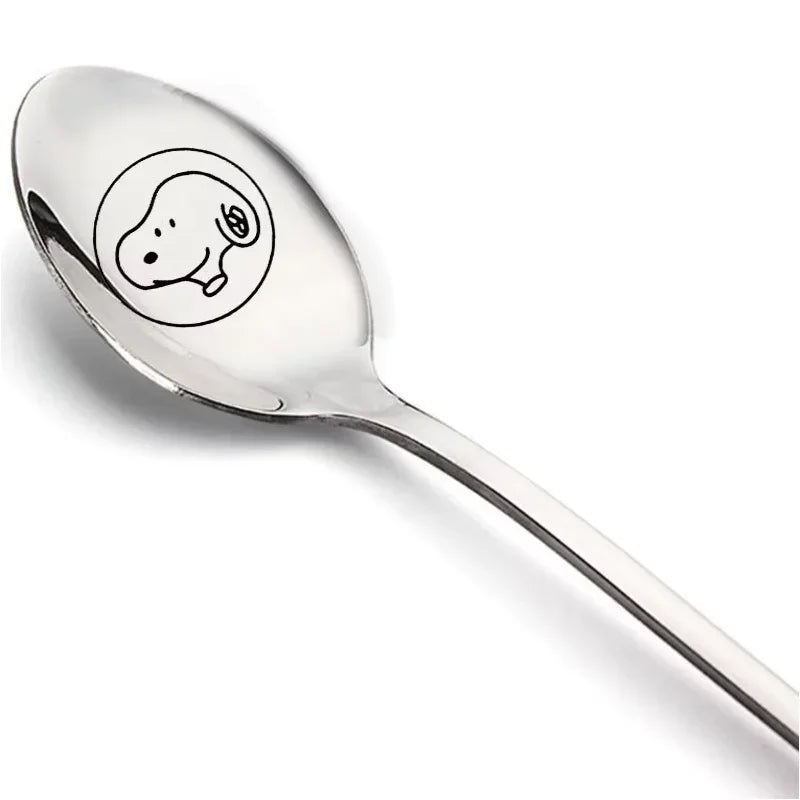 Snoopy Spoon Stainless Steel Baby Cutlery Dessert Cake Ice Cream Cute Cartoon Anime Creative Spoons Kids Birthday party Gift