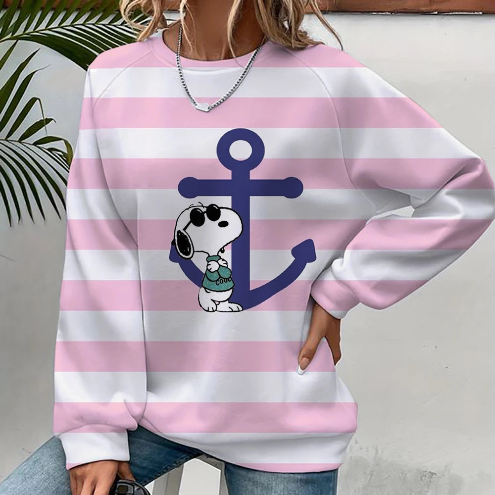 Women's Round Neck Cartoon 2024 Spring Snoopy Hoodie
