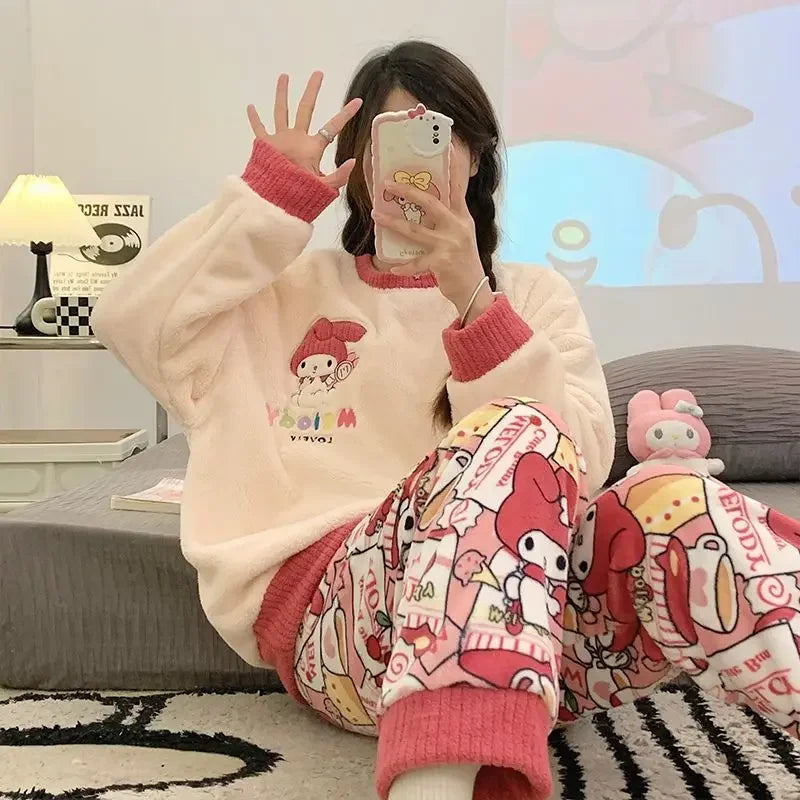 Flannel Pajama Set Kawaii Snoopy Pyjama