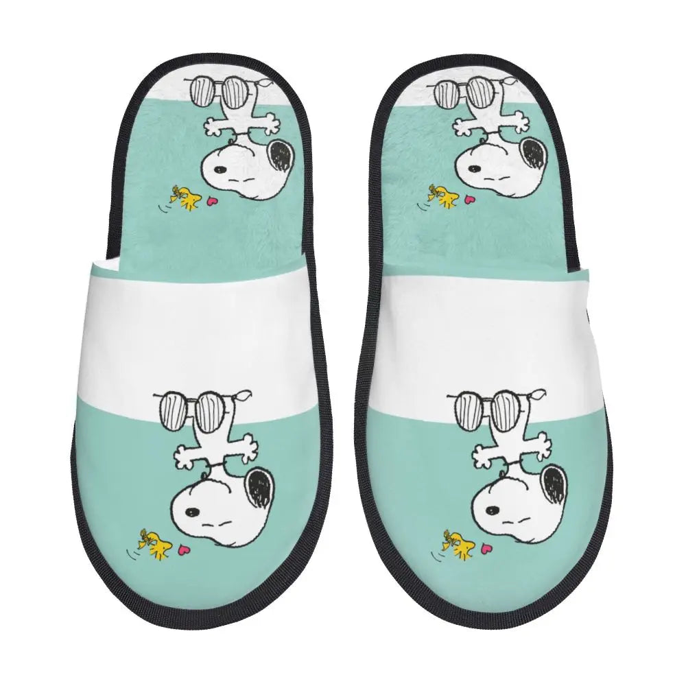 Memory Foam Pattern Slippers Faux Fur Snoopy Slippers