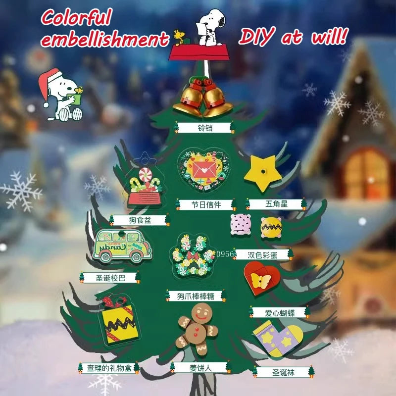 Snoopy Christmas Tree Building Blocks Anime Cartoon Model Desktop Ornament Educational Toy Children's Surprise Holiday Gift
