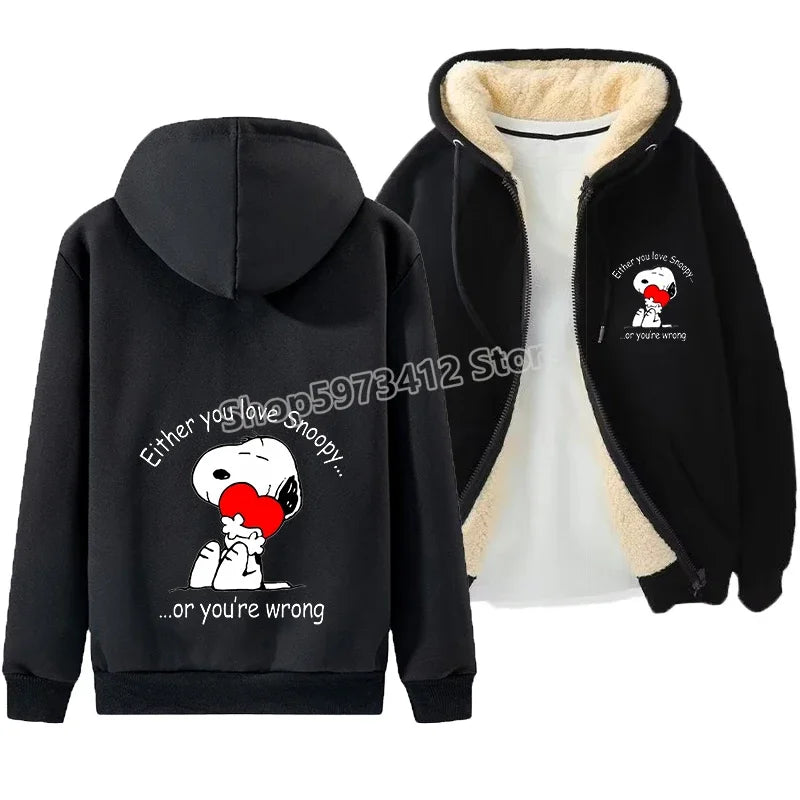 Zip Up Warm Cozy Snoopy Hoodie