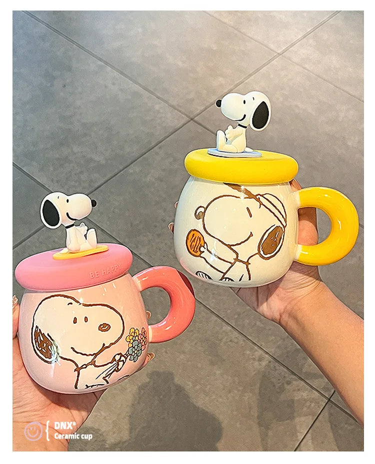 2025 New Ceramic Mug With Straw Snoopy Cup