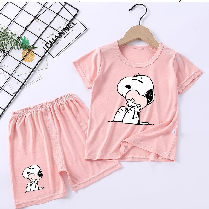 Kids Modal Pajama Set 2PC Tops Shorts Snoopy Pyjama