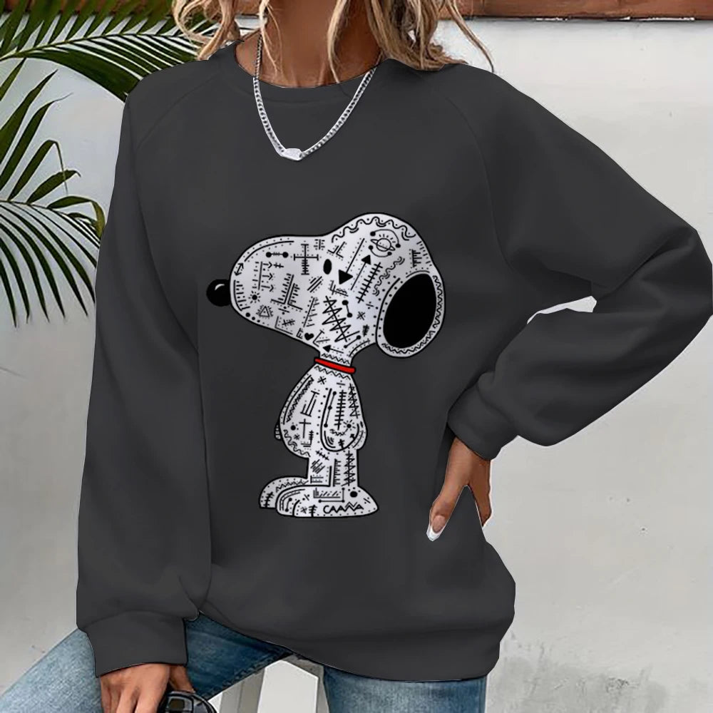 Cartoon Print Sweatshirt Crewneck Snoopy Hoodie