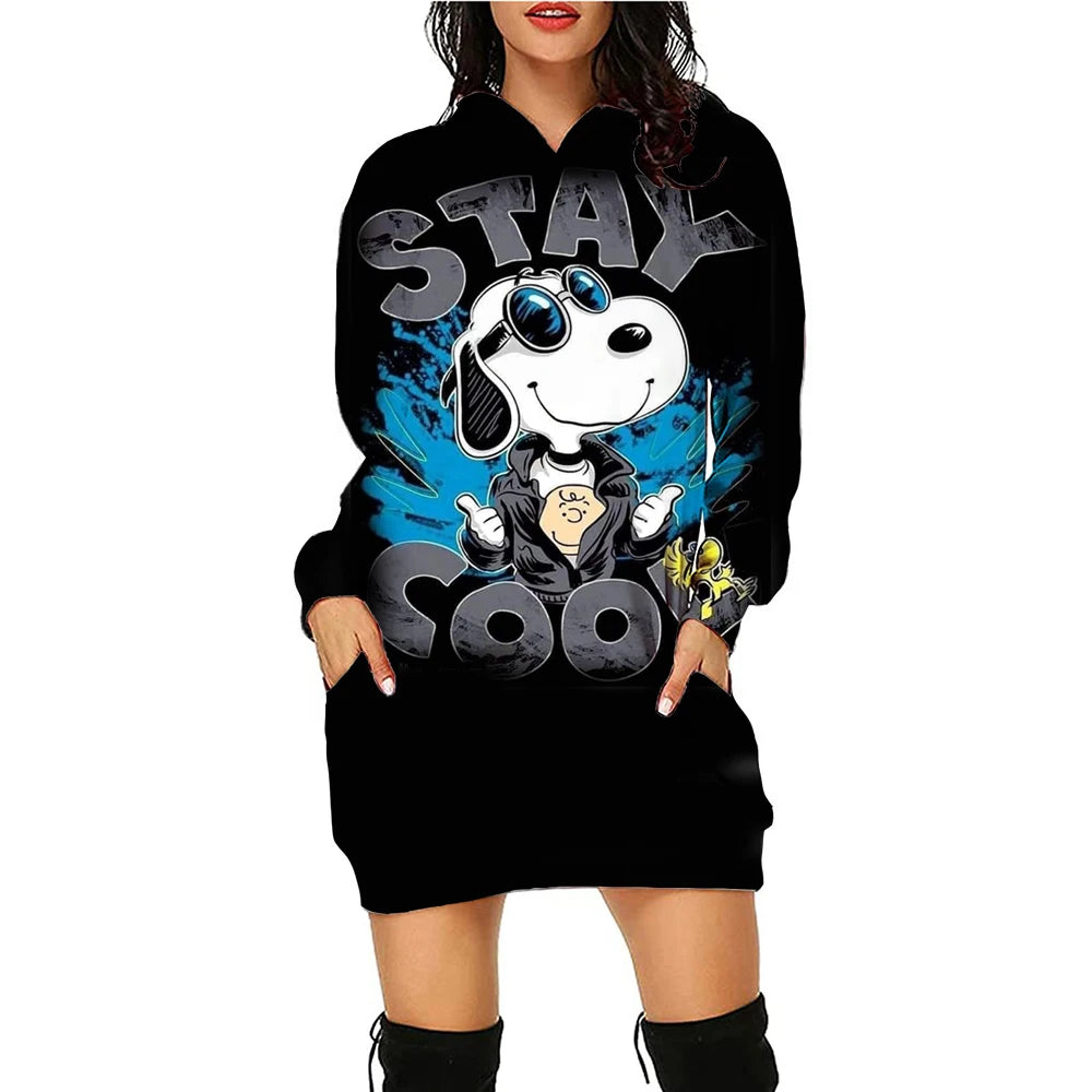 Xmas Casual Long Sleeve Hooded Snoopy Print Snoopy Shirt