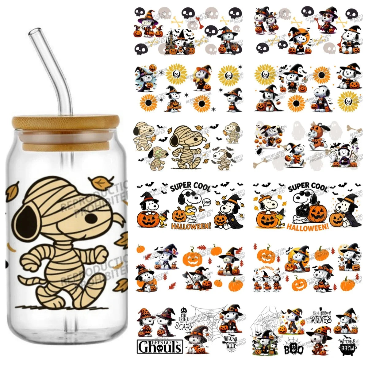 16oz Snoopy Cup UV DTF Transfer Waterproof Snoopy Cup