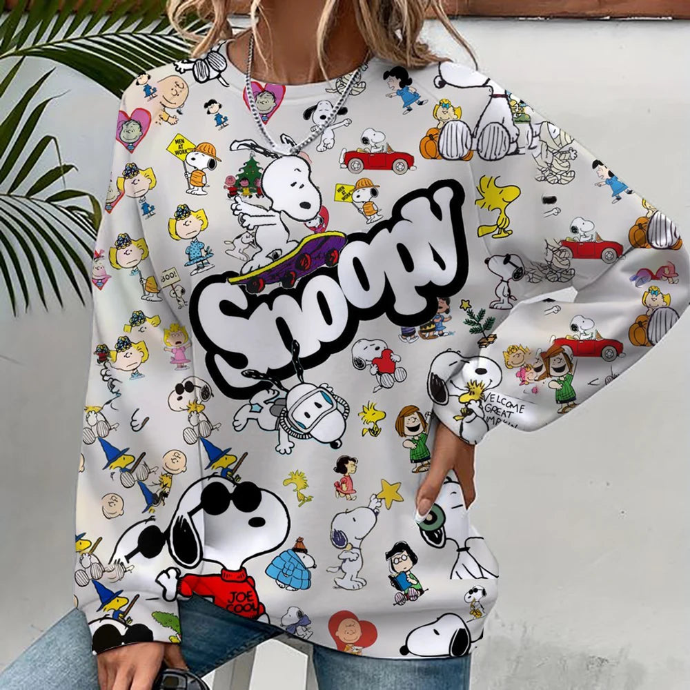 Women's Round Neck Cartoon 2024 Spring Snoopy Hoodie