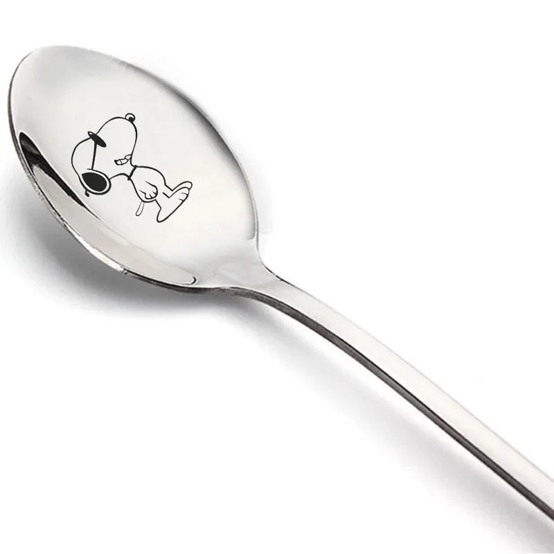 Snoopy Spoon Stainless Steel Baby Cutlery Dessert Cake Ice Cream Cute Cartoon Anime Creative Spoons Kids Birthday party Gift