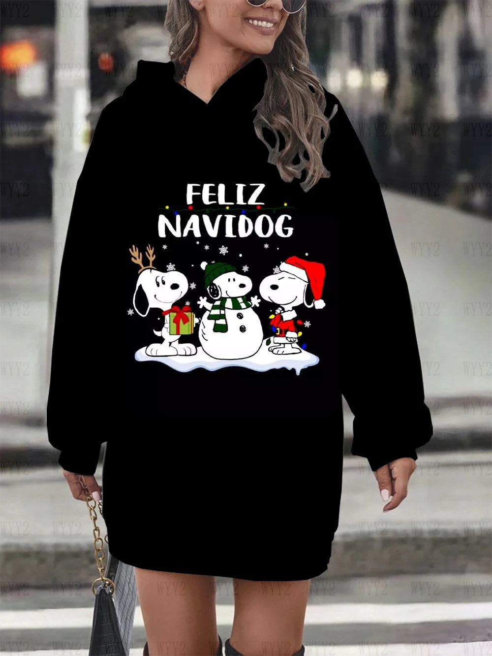 Womens Christmas Print Snoopy Hoodie