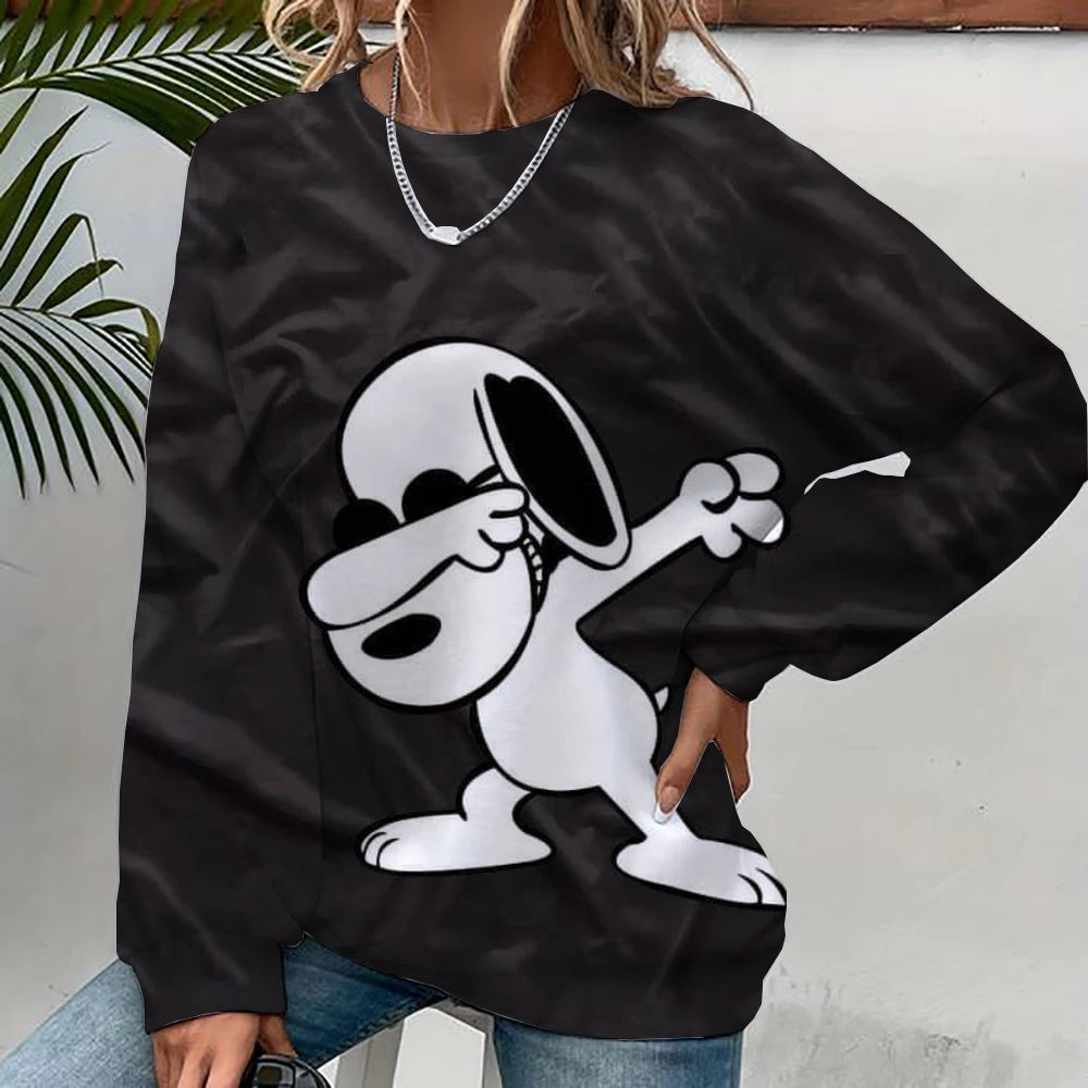 Cartoon Print Sweatshirt Crewneck Snoopy Hoodie