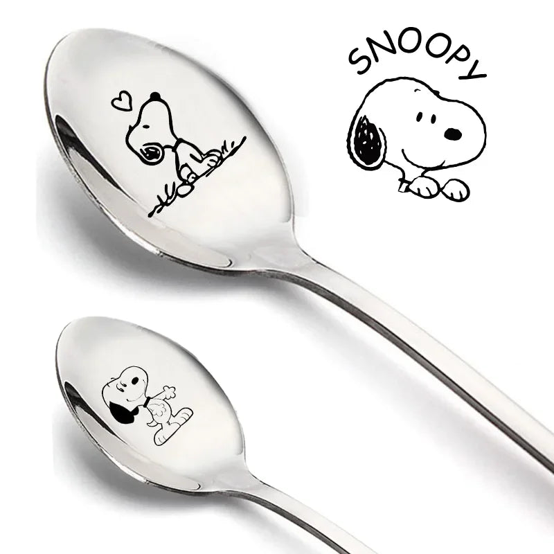 Snoopy Spoon Stainless Steel Baby Cutlery Dessert Cake Ice Cream Cute Cartoon Anime Creative Spoons Kids Birthday party Gift