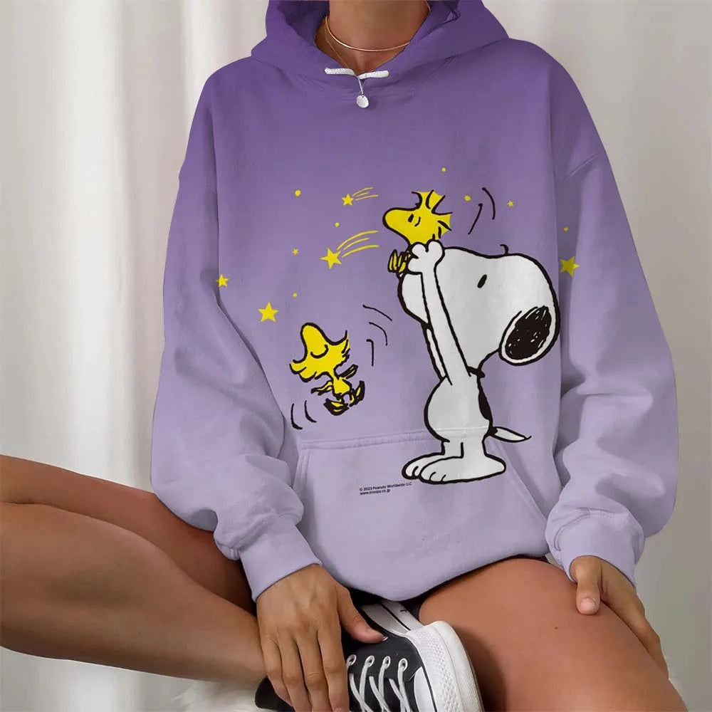 Casual Women Round Neck Snoopy Hoodie