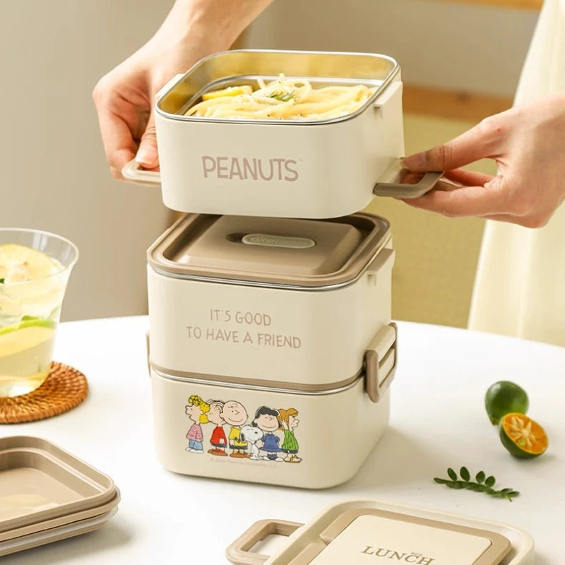 Stainless Steel Bento Box 2 Tier 500ml Snoopy Luch Box