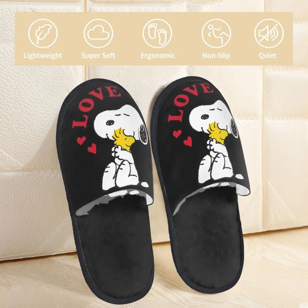 Custom Print Slippers Cartoon Memory Foam Cozy Snoopy Shoes