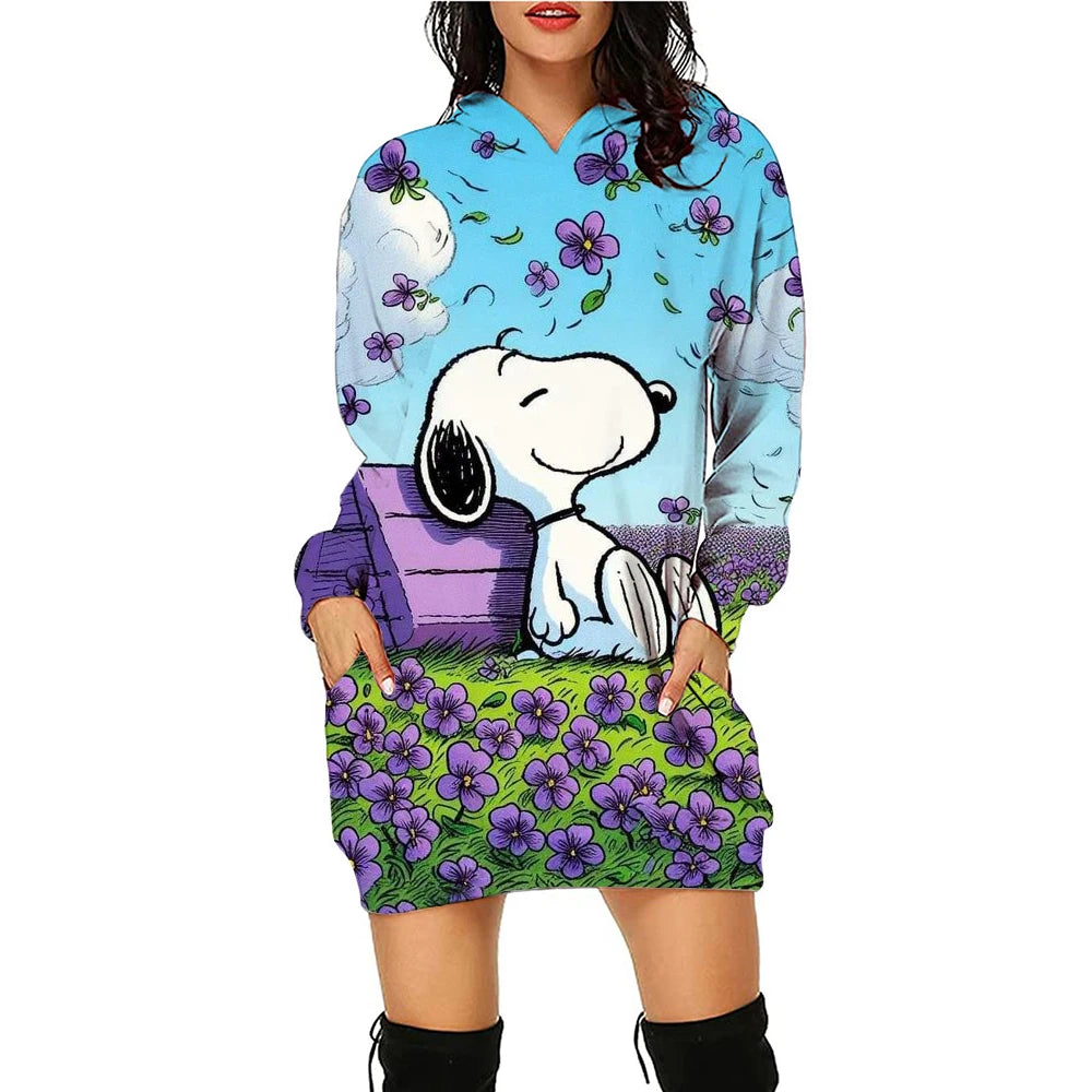 Xmas Casual Long Sleeve Hooded Snoopy Print Snoopy Shirt