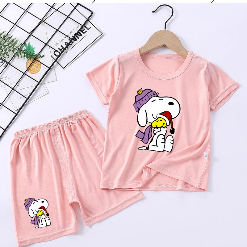 Kids Modal Pajama Set 2PC Tops Shorts Snoopy Pyjama
