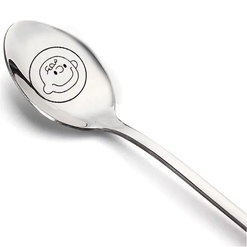 Snoopy Spoon Stainless Steel Baby Cutlery Dessert Cake Ice Cream Cute Cartoon Anime Creative Spoons Kids Birthday party Gift