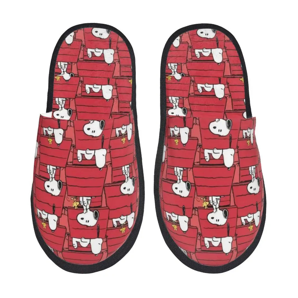 Memory Foam Pattern Slippers Faux Fur Snoopy Slippers