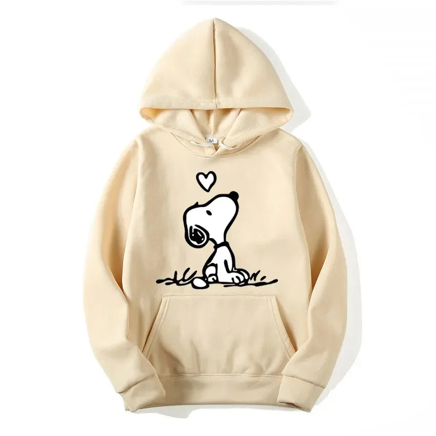Unisex Fleece Hooded Sweatshirt Pullover Snoopy Hoodie