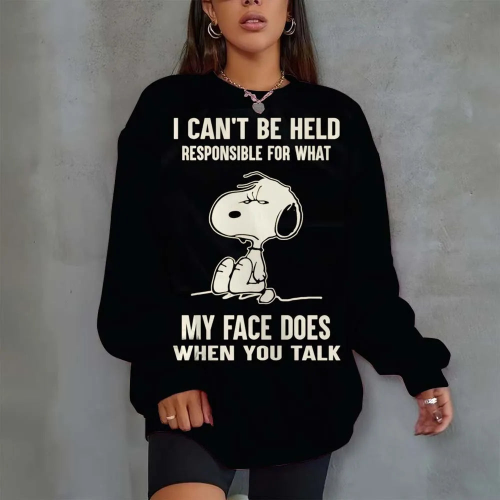 Women Oversized Hoodie O-Neck Snoopy Hoodie