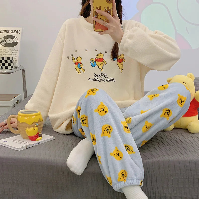 Peanuts Flannel Pajamas Coral Fleece Sleeves Snoopy Pyjama