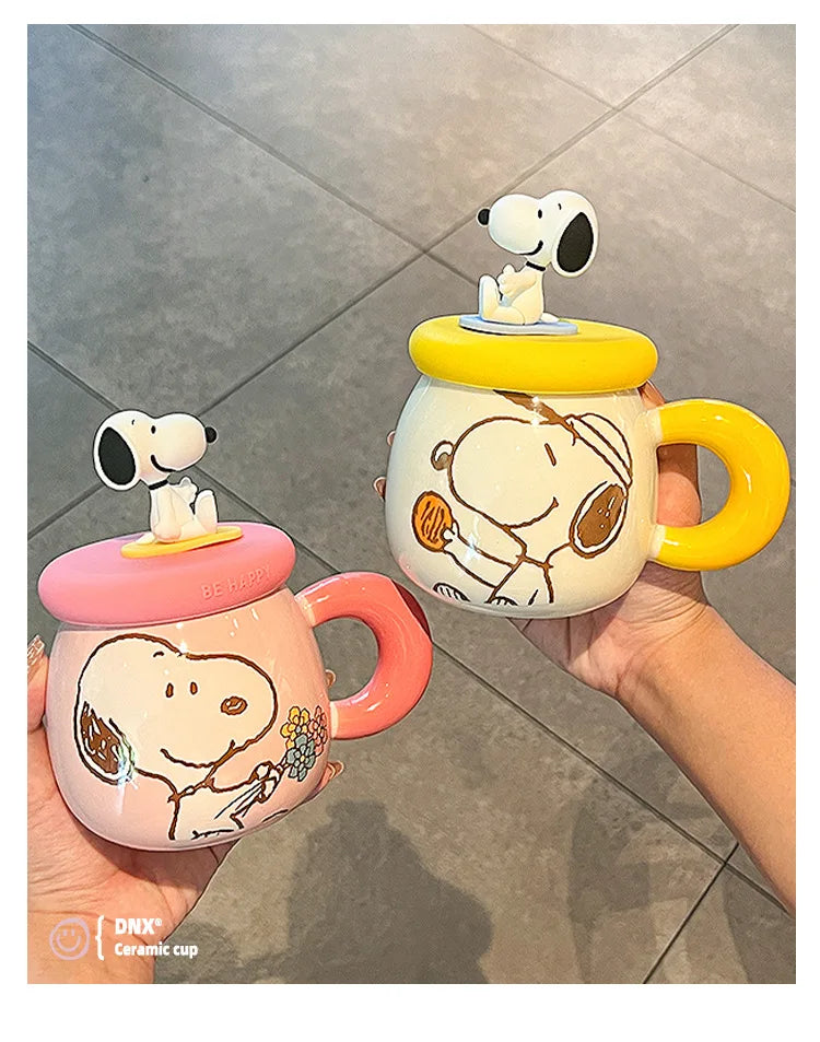 2025 New Ceramic Mug With Straw Snoopy Cup