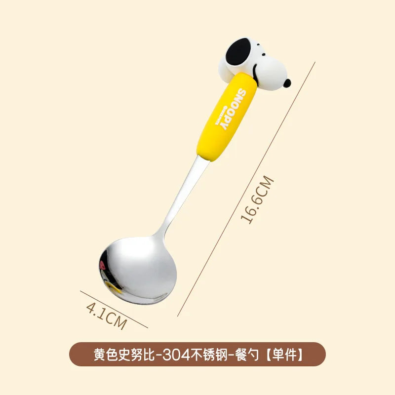 Anime Snoopy Spoon Fork Child Cartoon Snoopy Doll Fruit Fork Spoon Suit Girl Tableware Stainless Steel Student Spoon Fork