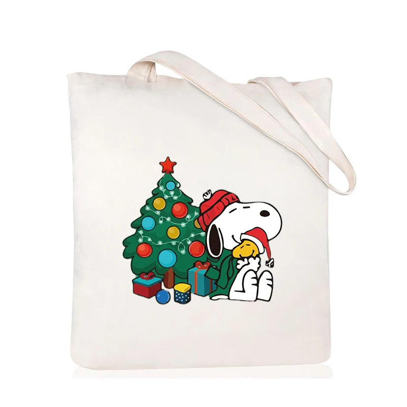 Snoopy Backpack Cartoon Christmas Canvas Tote Large