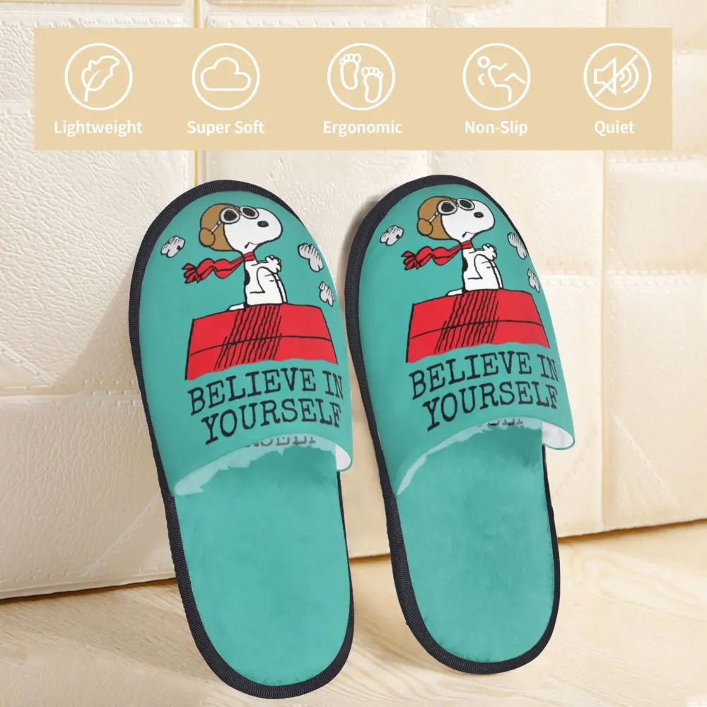 Custom Print Slippers Cartoon Memory Foam Cozy Snoopy Shoes