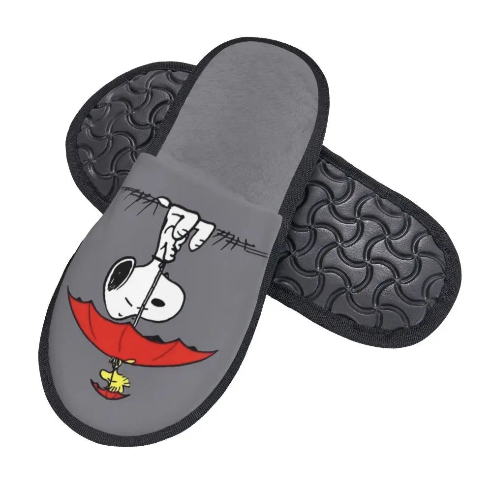 Memory Foam Pattern Slippers Faux Fur Snoopy Slippers
