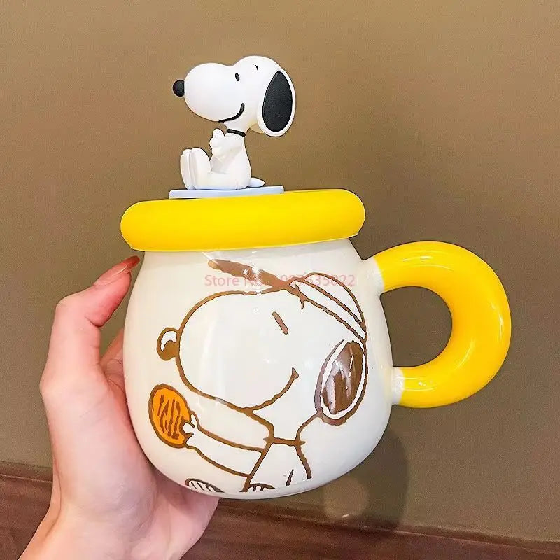 2025 New Ceramic Mug With Straw Snoopy Cup