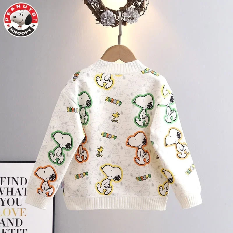 Kids Snoopy Knit Cardigan Winter Snoopy Stuffed Sweatshirt