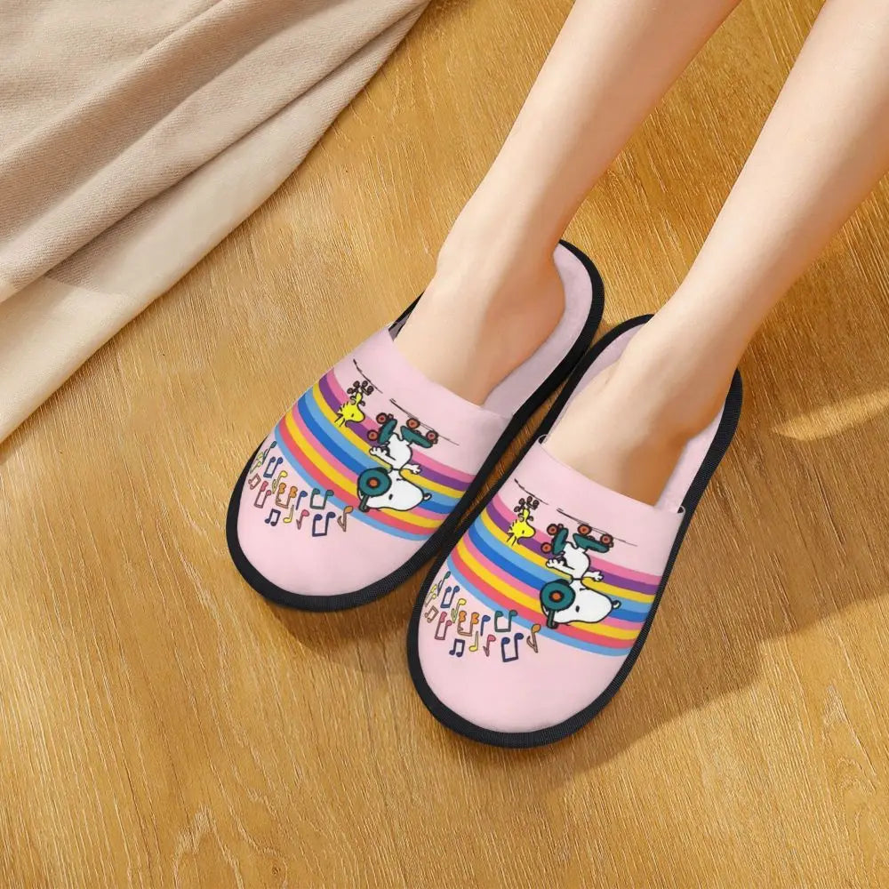 Memory Foam Pattern Slippers Faux Fur Snoopy Slippers