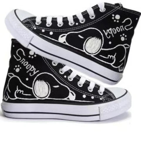 White and Black Casual Snoopy Shoes