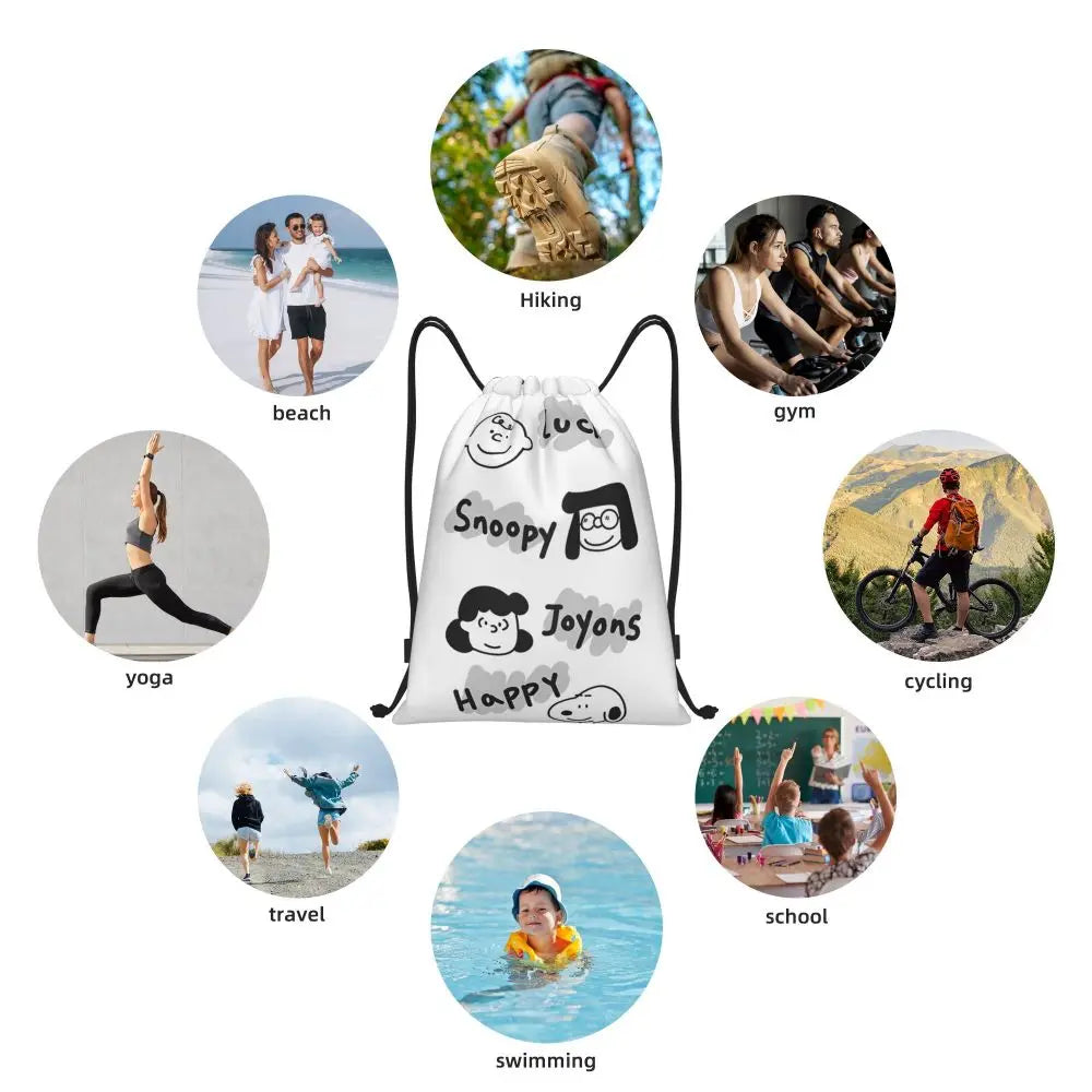 Snoopy Backpack Drawstring Sack Christmas Polyester