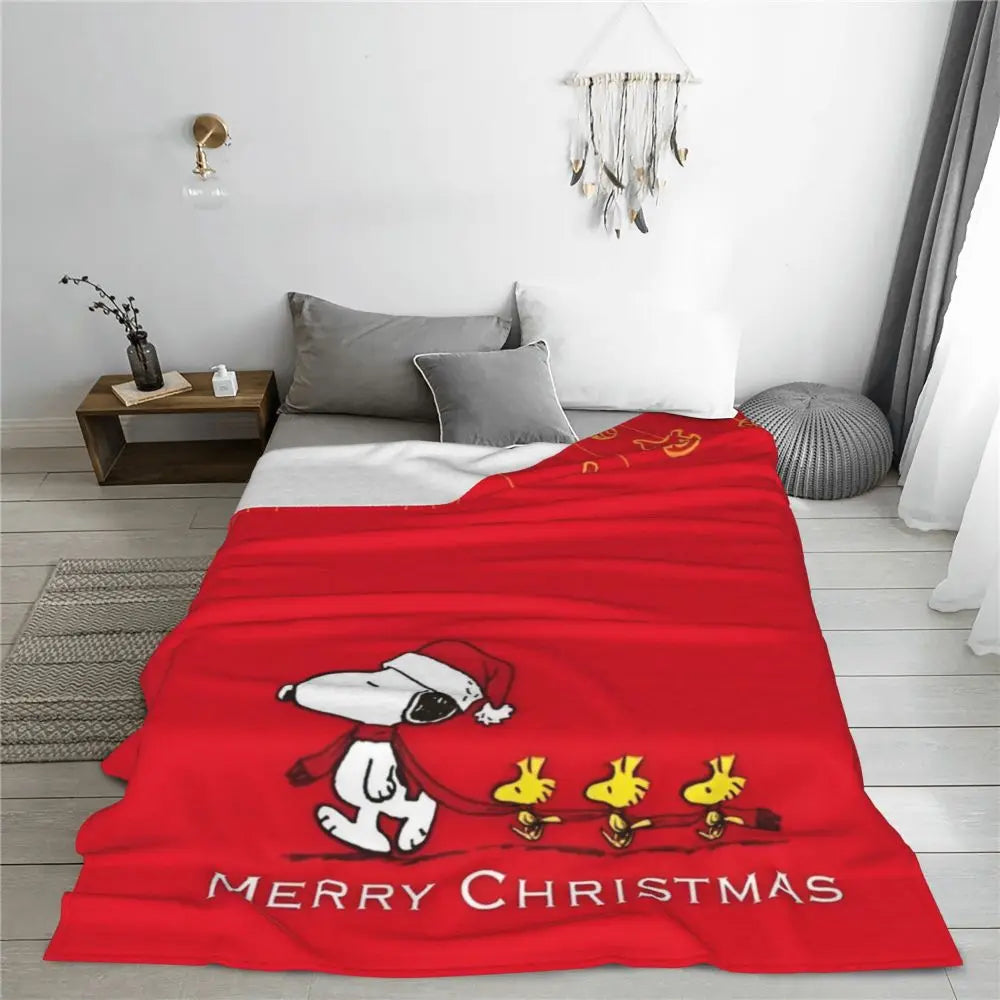 Peanuts Snoopy Christmas Knitted Fleece Throw Snoopy Blanket