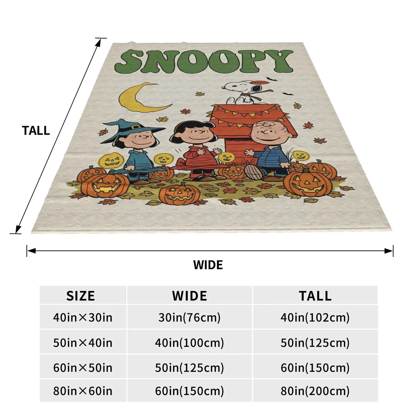 Cartoon Halloween Throw Blanket 50x60in Snoopy Blanket