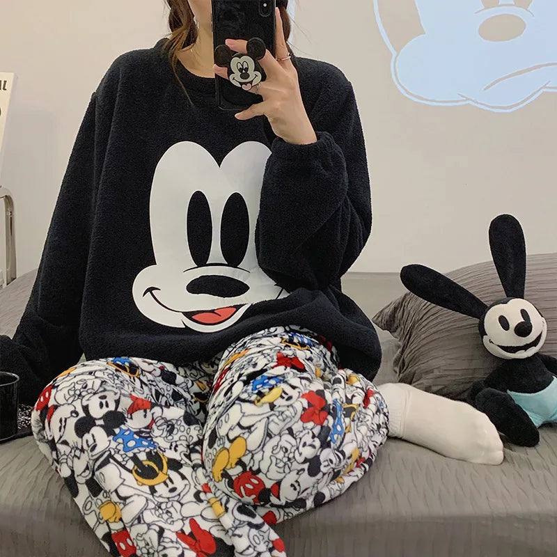 Peanuts Flannel Pajamas Coral Fleece Sleeves Snoopy Pyjama