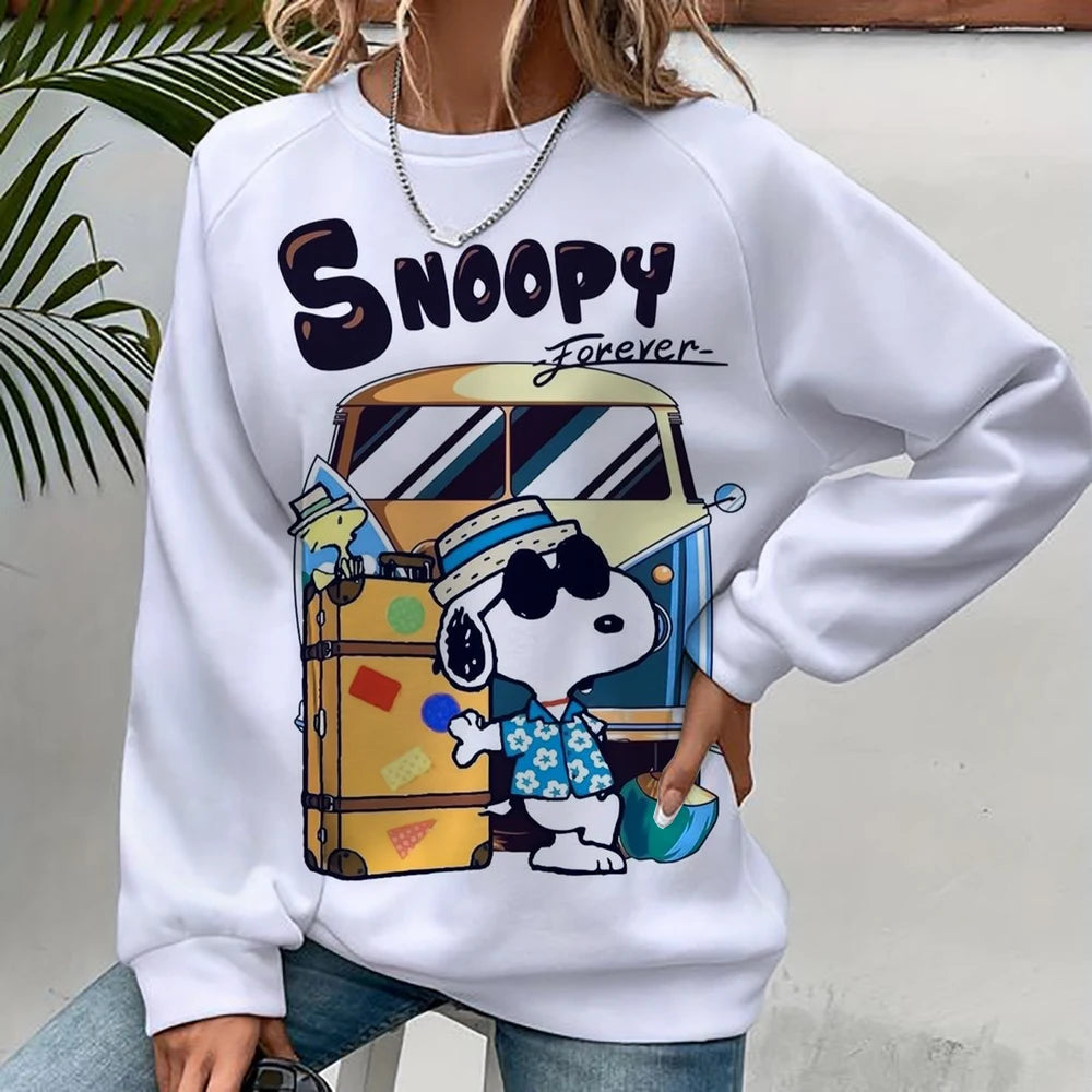 Women's Round Neck Cartoon 2024 Spring Snoopy Hoodie